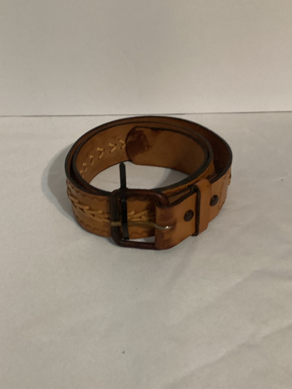 Vintage Tooled Leather Braided Belt Boho Western - Size 36